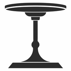 Monochrome Illustration of a Round Table with a Pedestal Base