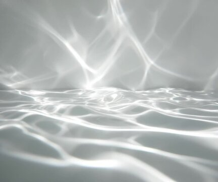 Rippling light caustics dance gently across a white wall in this tranquil, seamless loop. A minimal and premium motion background evoking sunlight reflecting from a pool.

