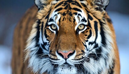 Naklejka premium Majestic Tiger Closeup with Winter.