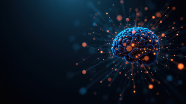 VNS - Vagus Nerve Stimulation with glowing neural network.