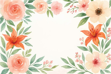 Vintage floral background with romantic pink roses, elegant frame, and decorative hearts for a wedding or Valentine's Day card design