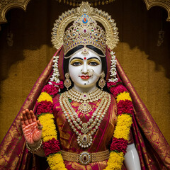 Fototapeta premium Divine Hindu Goddess Lakshmi Statue