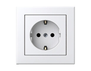 Modern white power outlet on transparent background isolated