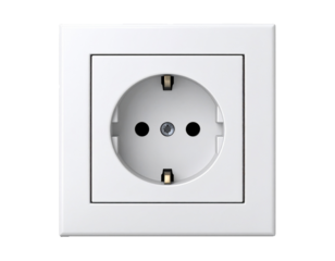 Modern white power outlet on transparent background isolated