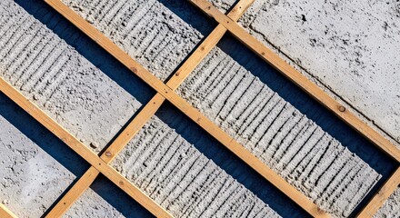 Obraz premium Urban Raw Concrete Surface Diagonal Wooden Formwork Architectural