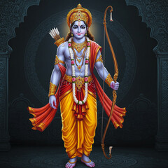 Fototapeta premium Majestic Lord Rama with Bow and Arrow