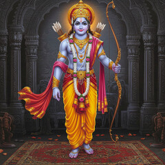 Majestic Lord Rama with Bow and Arrow
