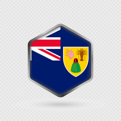 Turks and Caicos Islands Flag Icon in Hexagon Shape.