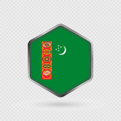 Turkmenistan Flag Icon in Hexagon Shape.
