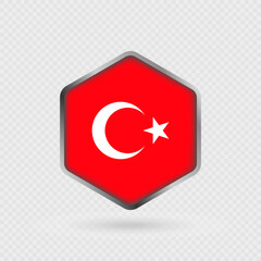 Turkey Flag Icon in Hexagon Shape.