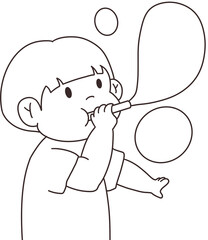 Children playing with soap bubbles