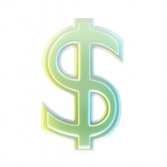 3d rendering green dollar sign representing american currency on transparent background