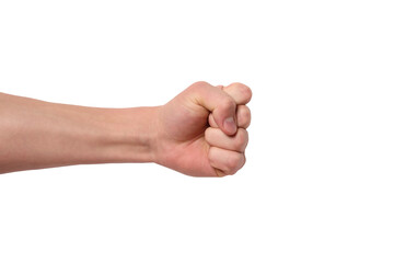 Clinched male fist isolated on transparent background