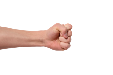 Clinched male fist isolated on transparent background