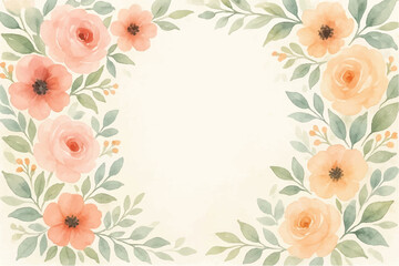 Vintage floral background with romantic pink roses, elegant frame, and decorative hearts for a wedding or Valentine's Day card design