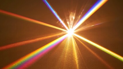 Golden Light Rays Prism Spectrum Abstract Background