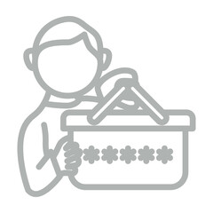 Customer Pin Vector Line Grey Icon Design