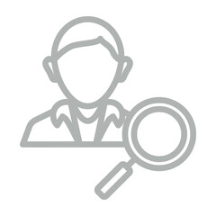 Searching Customer Vector Line Grey Icon Design