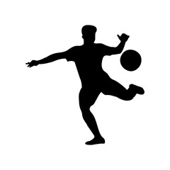 Soccer Player Silhouette – Dynamic Kicking Pose of Athlete in Motion 
