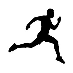 Male Running Silhouette Illustration – Dynamic Male Figure in Full Sprint with Forward Motion