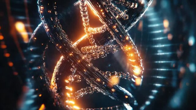 A close-up image of a double strand of DNA molecule