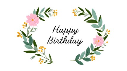 Fototapeta premium Happy Birthday floral wreath design