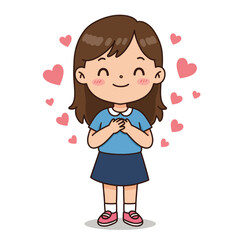 Adorable Cartoon Girl Vector Illustration