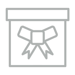 Birthday Present Vector Line Grey Icon Design
