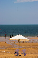Seaside, beach, sea, high tide, low tide, waves, blue sky, white clouds, travel, nature, scenery,...