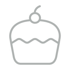 Birthday Cupcake Vector Line Grey Icon Design