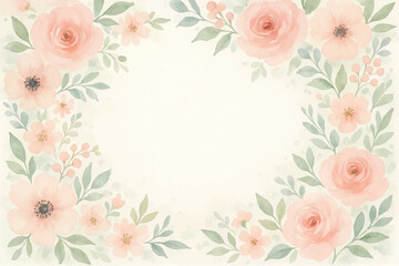 Vintage floral background with romantic pink roses, elegant frame, and decorative hearts for a wedding or Valentine's Day card design