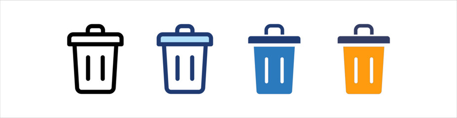 Trash Icon Set Multiple Style Collection