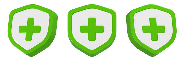 Obraz premium health icon with shield 3d rendering