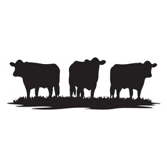 Cow Silhouette Vector Illustration set 	