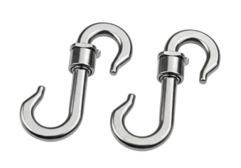 Pair of Metal JHooks with Barrel Swivels isolated on transparent background