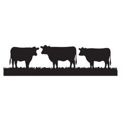 Cow Silhouette Vector Illustration set 	