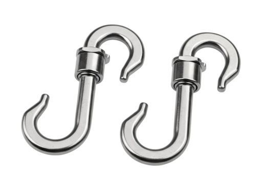 Pair of Metal JHooks with Barrel Swivels isolated on transparent background