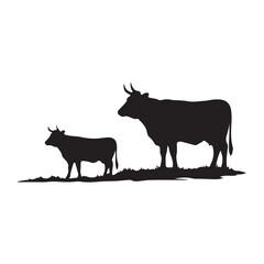 Cow Silhouette Vector Illustration set 	