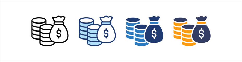 Money Icon Set Multiple Style Collection