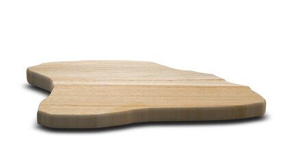 Natural light wooden display platform with an organic, irregular shape, ideal for showcasing rustic products on a transparent background.

