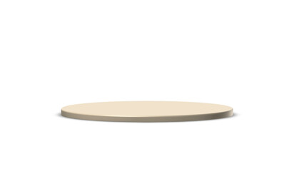 Thin, light beige round display platform with a subtle shadow, offering a clean and minimalist base on a transparent background.

