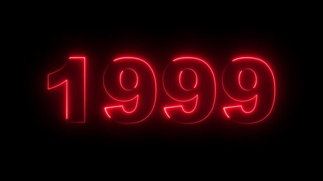 1999 neon line text. Abstract 1999 neon text animation, Glowing neon number text background. video animation . important year, important date 1999. Educational mathematics 1999 animation.