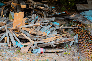 construction waste is lying on the floor. High quality photo