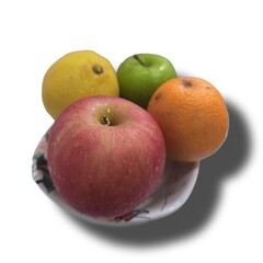 Fruit in the bowl with white background