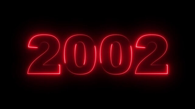 2002 neon line text. Abstract 2002 neon text animation, Glowing neon number text background. video animation . important year, important date 2002. Educational mathematics 2002 animation.