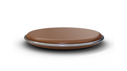 Transparent Background: Elegant chocolate brown disc podium with a silver-white trim, perfect for displaying luxurious items.

