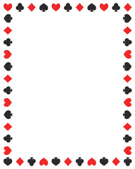 Square Frame with Card Suits. Spade, Heart, Diamond, Club Square Frame. Perfect for Blog Graphics, Banners, and UI Design