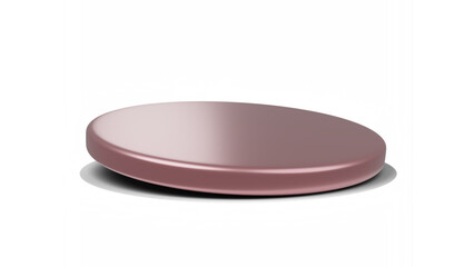 Transparent Background: Sleek, low-profile metallic rose gold disc podium with a subtle shadow, ideal for elegant product displays.

