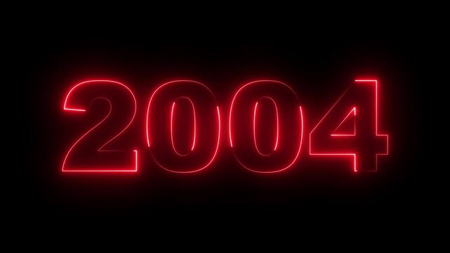 2004 neon line text. Abstract 2004 neon text animation, Glowing neon number text background. video animation . important year, important date 2004. Educational mathematics 2004 animation.