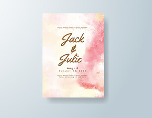 Wedding invitation with abstract splash watercolor